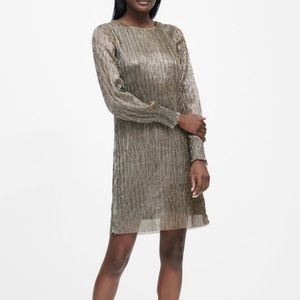 BANANA REPUBLIC Gold Metallic Shift Dress, Size 8